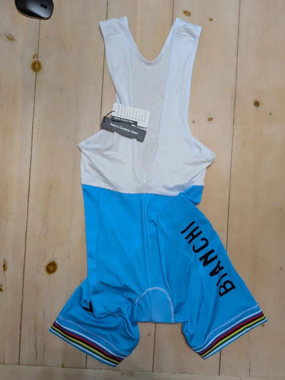 Retro Cycling Gear Bianchi 70 Bib Cycling Shorts Celeste Blue $XL Padded, NWT